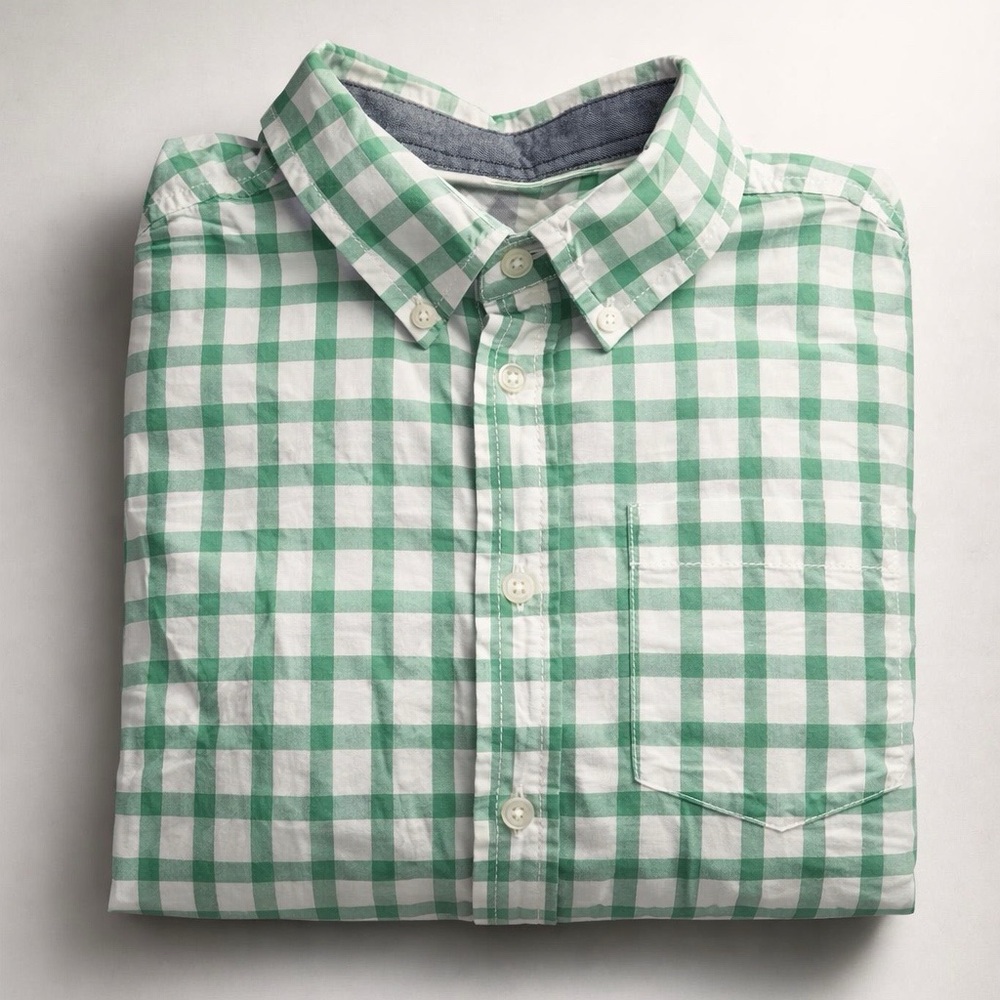 Easter Gymboree Green and White Checkered Boy Shirt